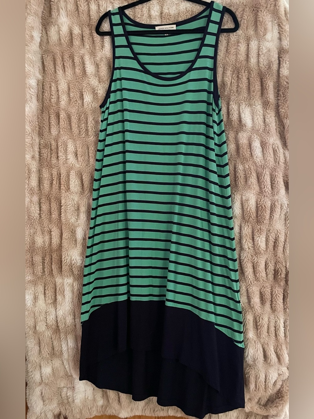 Jones New York Sport Green and Navy Striped High- low Tank Dress Size XL